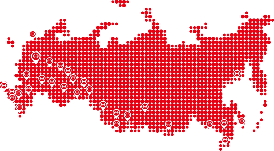 Карта Росссии с указанием диллерских центров